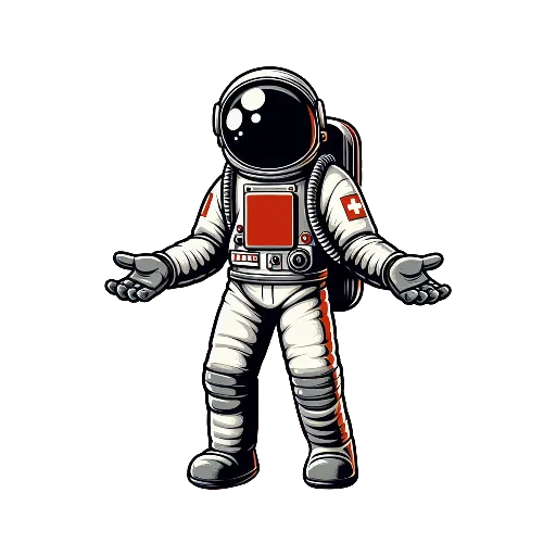 Astronaute suisse cherchant une solution